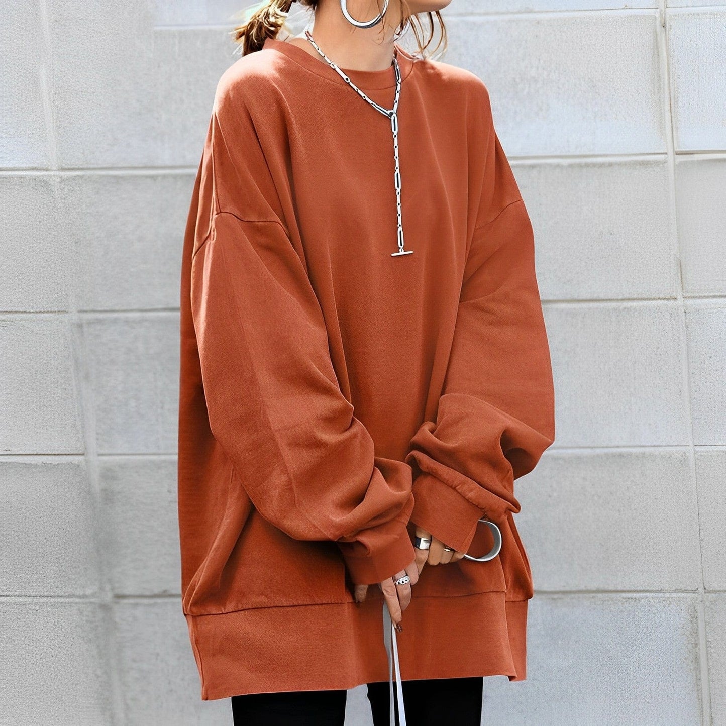 Street-wave Womens Oversized Sweatshirt Cozy Relaxed Fit Pullover for Everyday Comfort