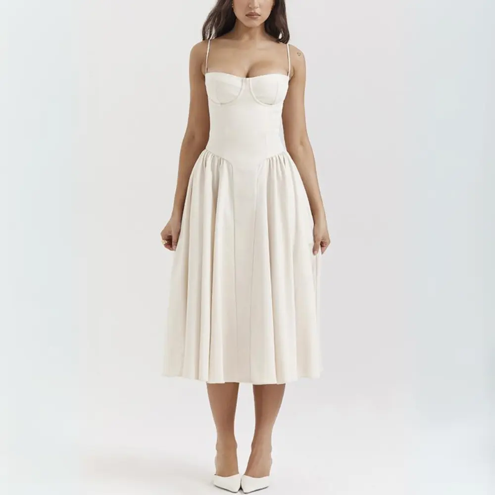 Erica Vintage Solid Cami Midi Dress