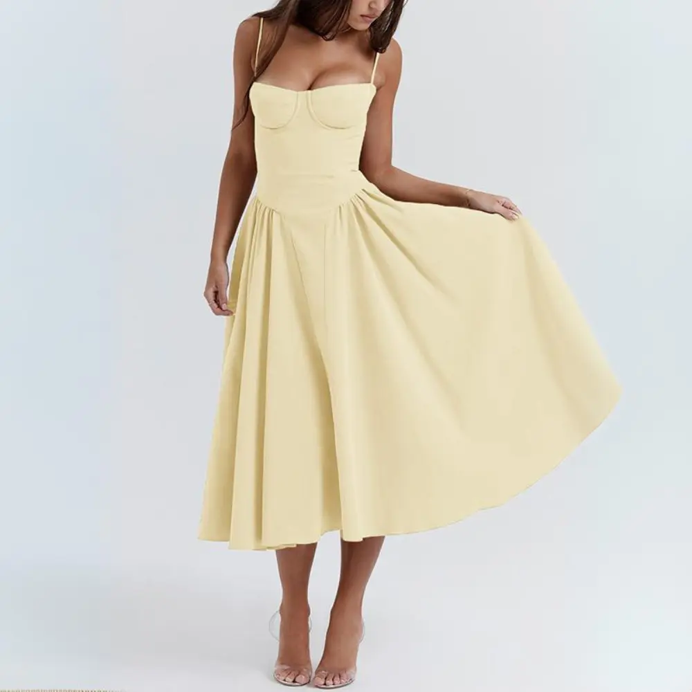 Erica Vintage Solid Cami Midi Dress