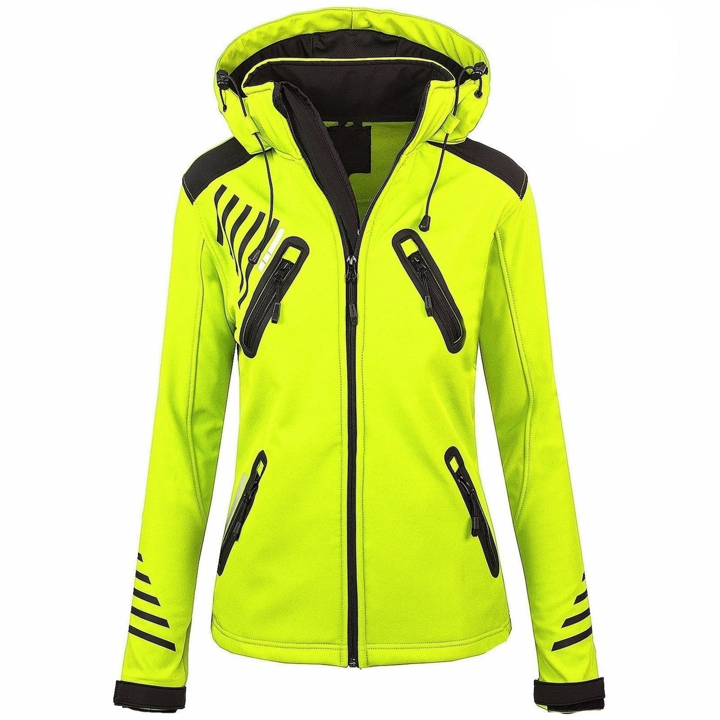 Street Wave Women's Minimalist Outdoor Coat With Hood And Strategic Zipper Pockets For All Weather Comfort