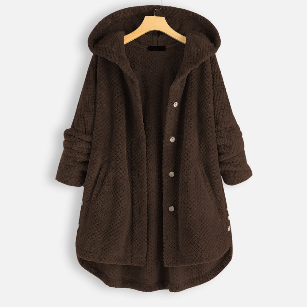 Street-Wave Fleece Coat For Women Cozy Plush Warmth With Hood Teddy Texture Fabric