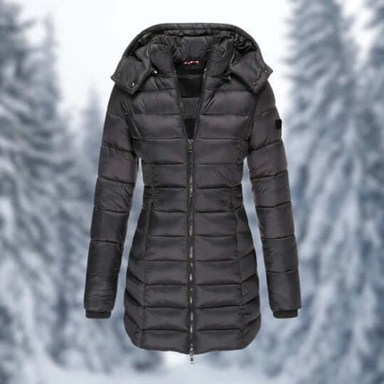 Street Wave Womens Mid Length Winter Coat With Removable Hood And Thermal Insulation For All Day Warmth