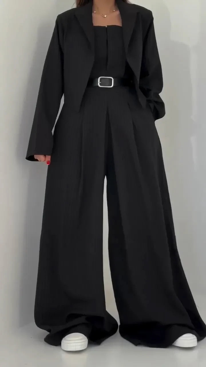 Street-Wave Celeste Lightweight Women's Blazer Set - Versatile Two-Piece For Work To Weekend