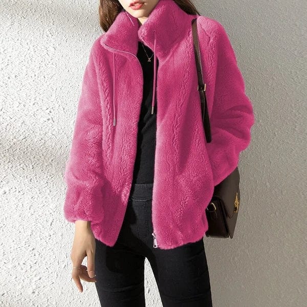 Street-Wave Womens Faux Fur Zip Jacket For Fashionable Women Cozy Warmth Durable Chic