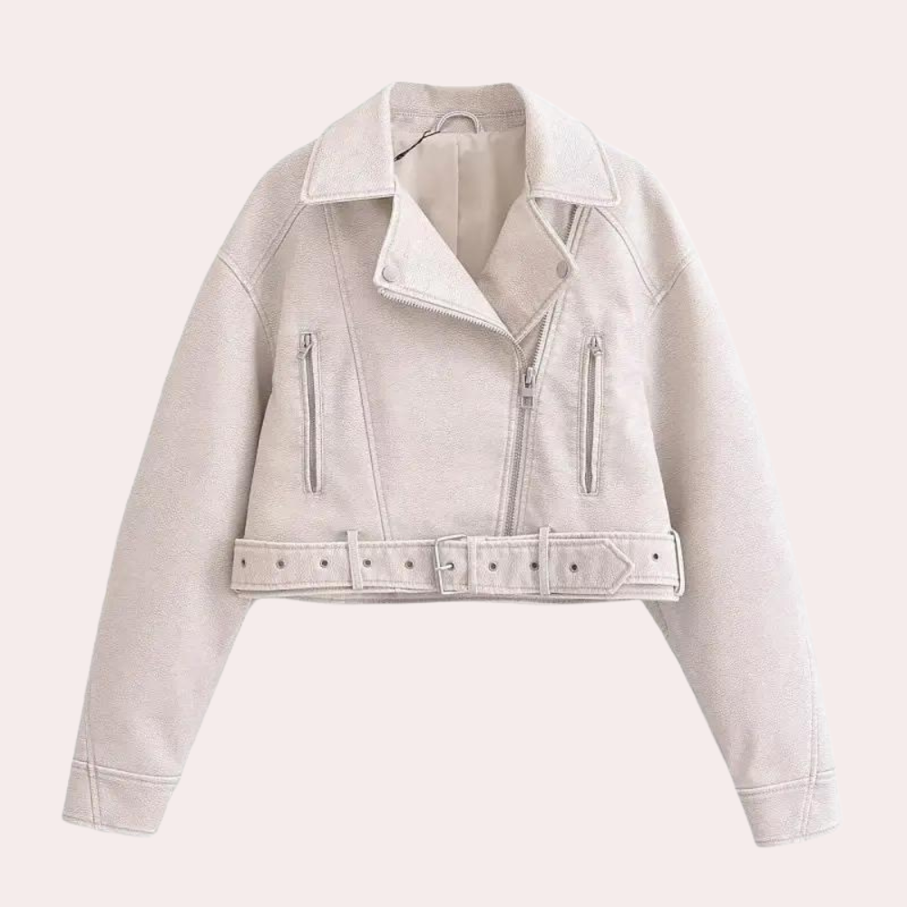 Street-wave Modern Womens Leather Motorcycle Jacket With Belted Fit For Bold Style