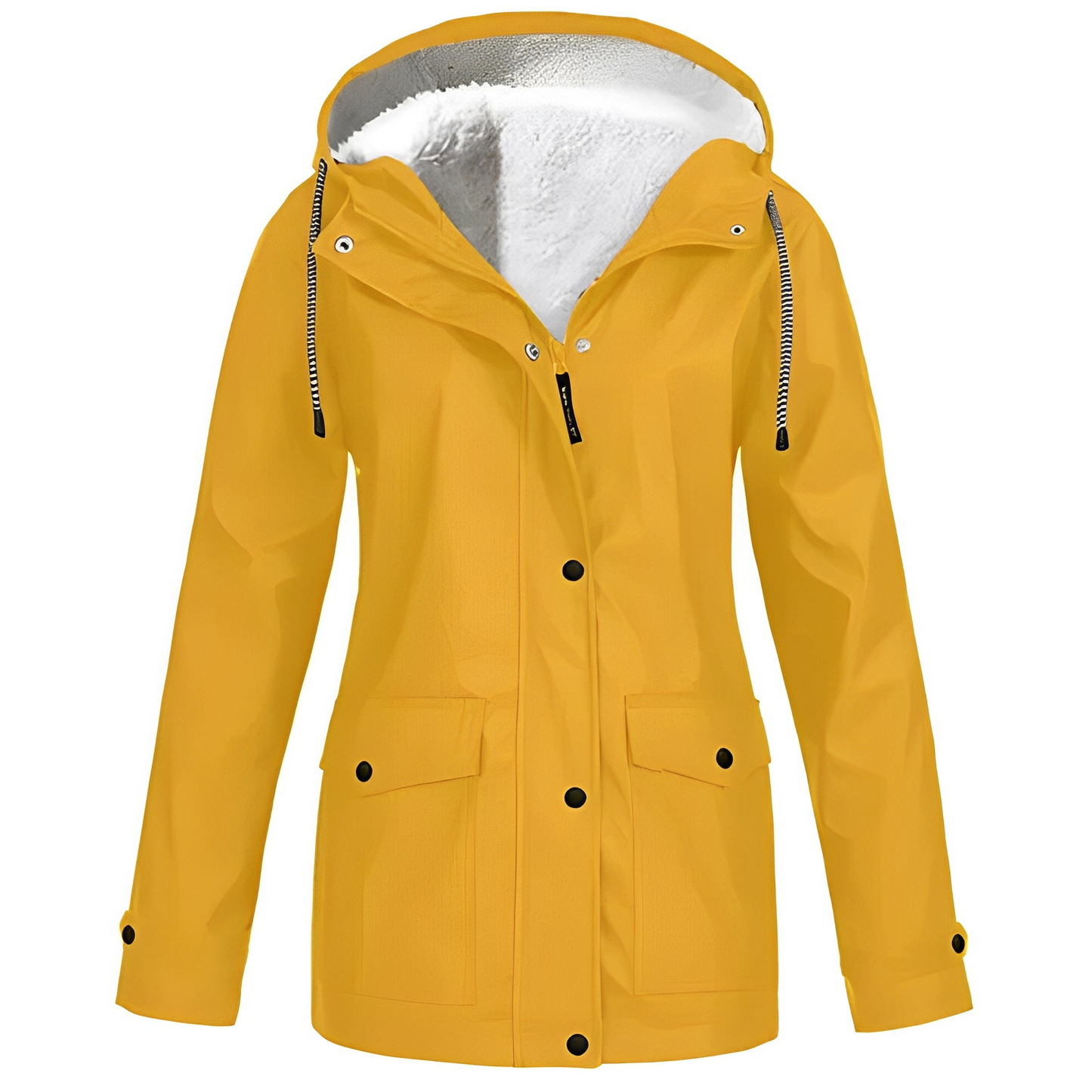 Street-Wave Hooded Raincoat For Women Waterproof With Cozy Fleece-Lined Interior