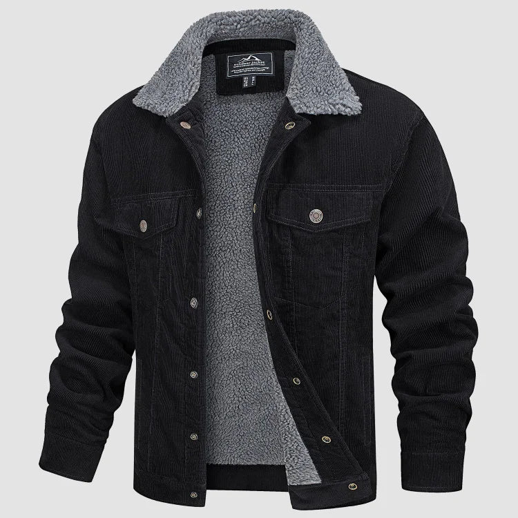 Street-Wave Corduroy Jacket For Men Warm Sherpa Lined Winter Coat Cozy And Durable