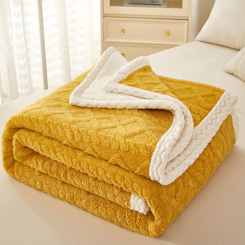 Sherpa Fleece Throw Blanket With Reversible Textured Design