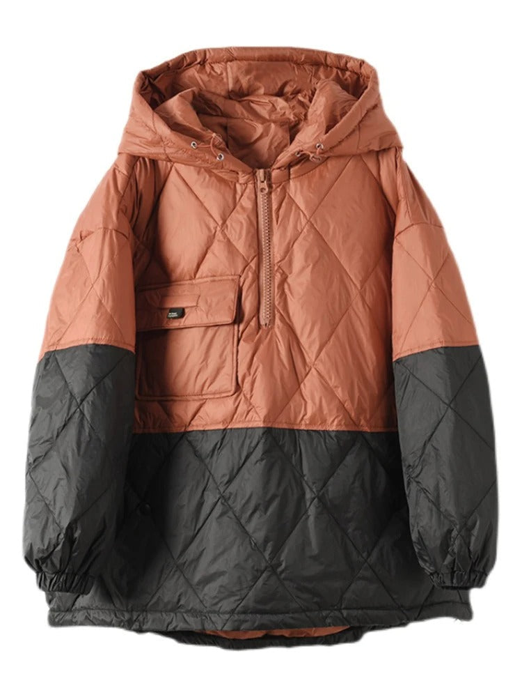 Streetwave Lightweight Quilted Jacket For Women With Color Block Design And Cozy Warmth