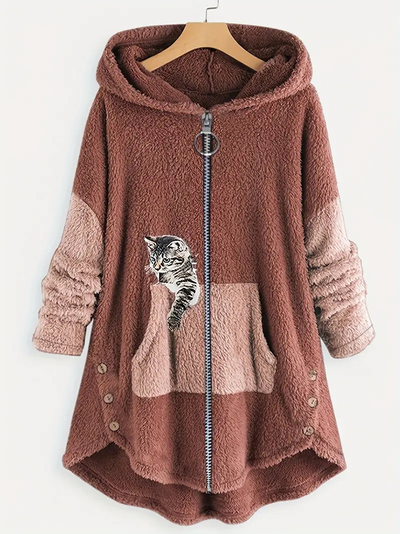 Street-Wave Teddy Fleece Hooded Coat For Women Ultra Soft Warmth And Cozy Comfort
