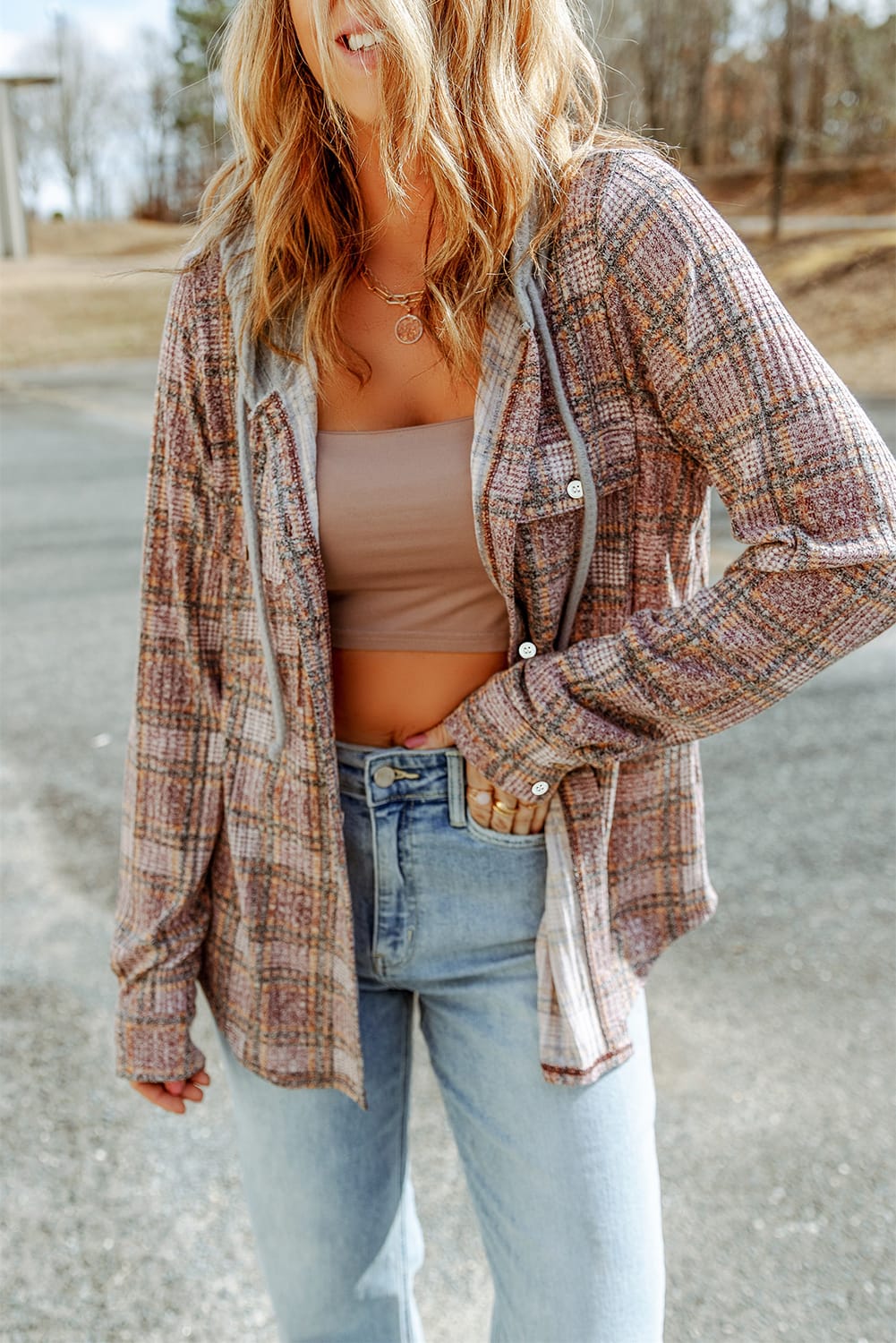 Street Wave Hooded Plaid Shirt Polyester For Everyday Wear Classic Comfort For Casual Fans