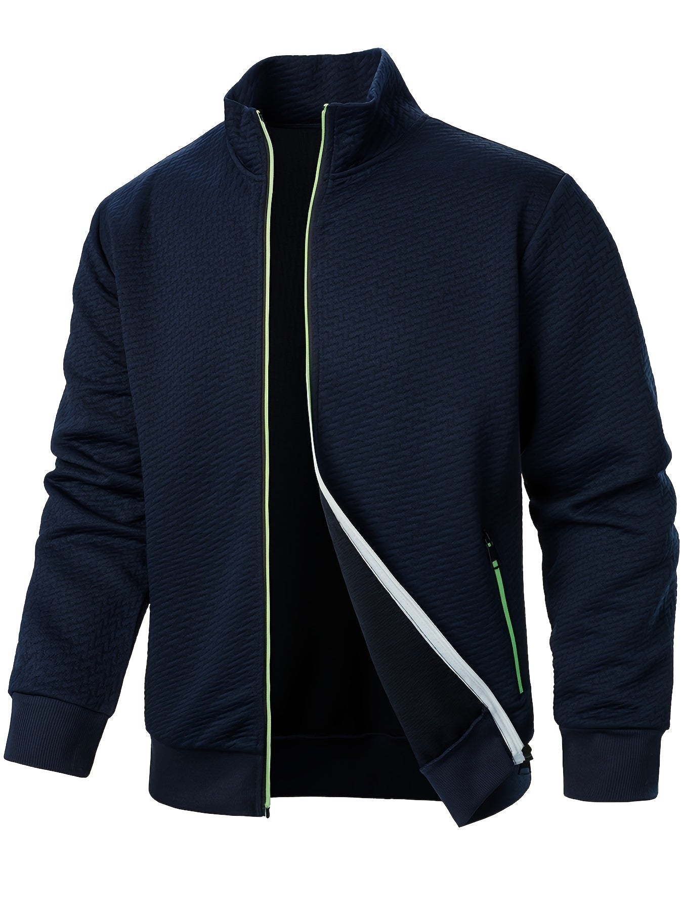 Street-wave Lightweight Textured Jacket For Men Polyester Comfort And Style Everyday Essential
