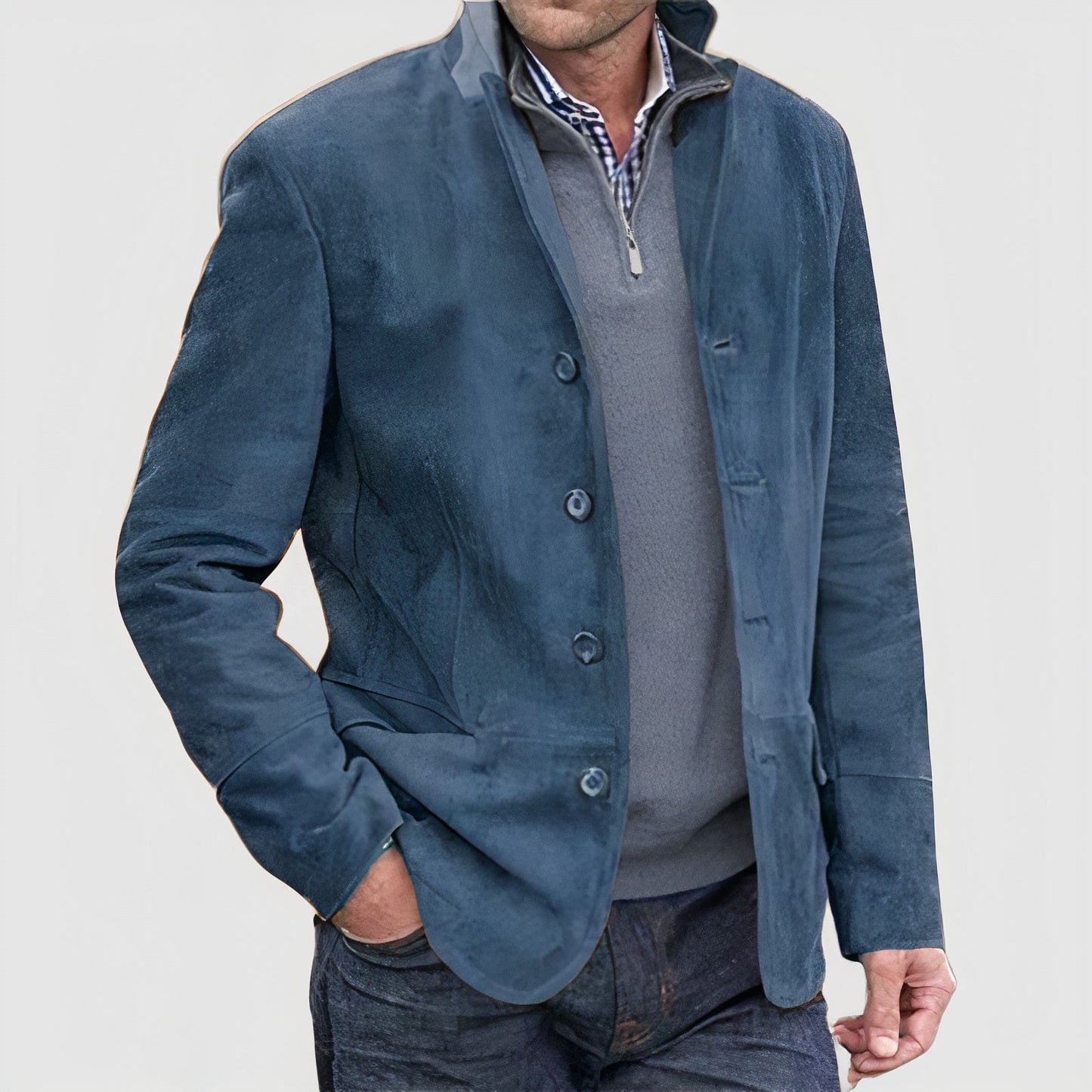 Street-Wave Vintage Jacket For Men Timeless Style In Suede Look With Classic Lapel