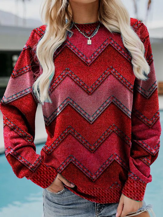 Streetwave Zigzag Sweatshirt For Everyday Comfort Unisex Casual Knit Fashion Soft Cozy Versatile Wardrobe Essential