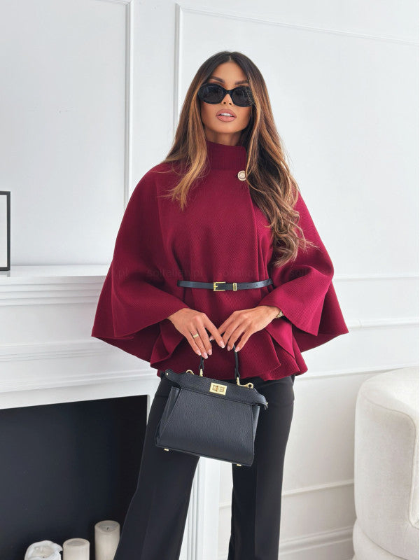 Belted Poncho Street-Wave Adjustable Belt Chic Lightweight Comfort for Women