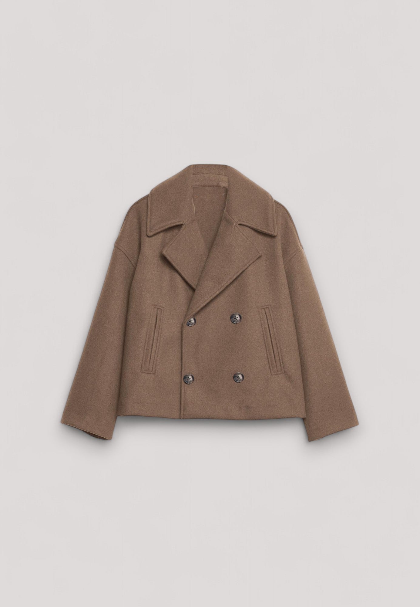 Streetwave Classic Short Wool Coat for Women With Double Breasted Front and Wide Lapels Cozy Warmth