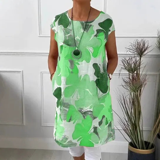 Women's Summer Dress with Lightweight Fabric and Sleeveless Design