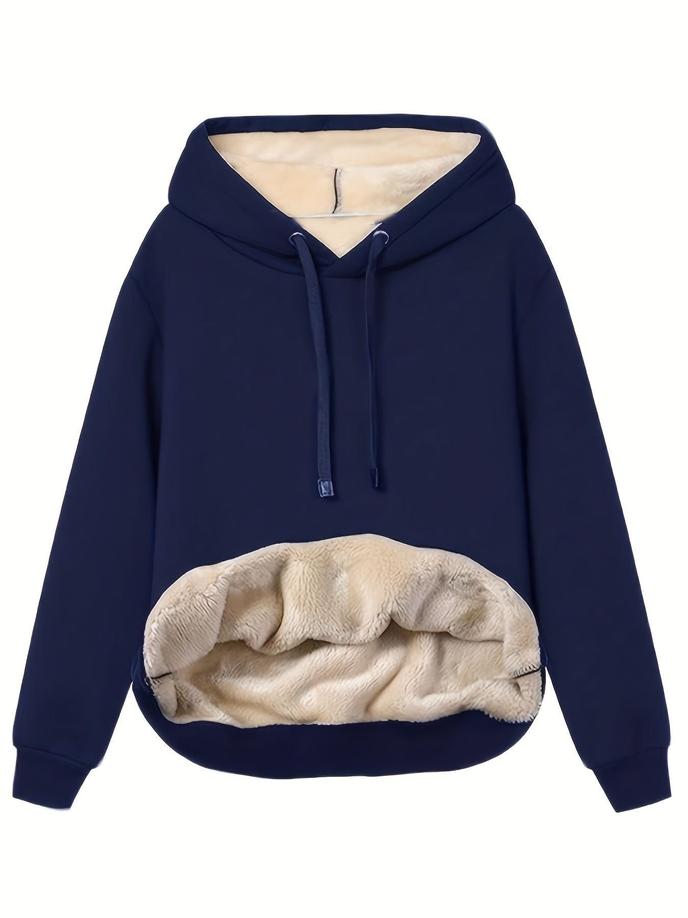 Street-Wave Plush Lined Hoodie For Women With Cozy Sherpa Pocket And Warm Interior
