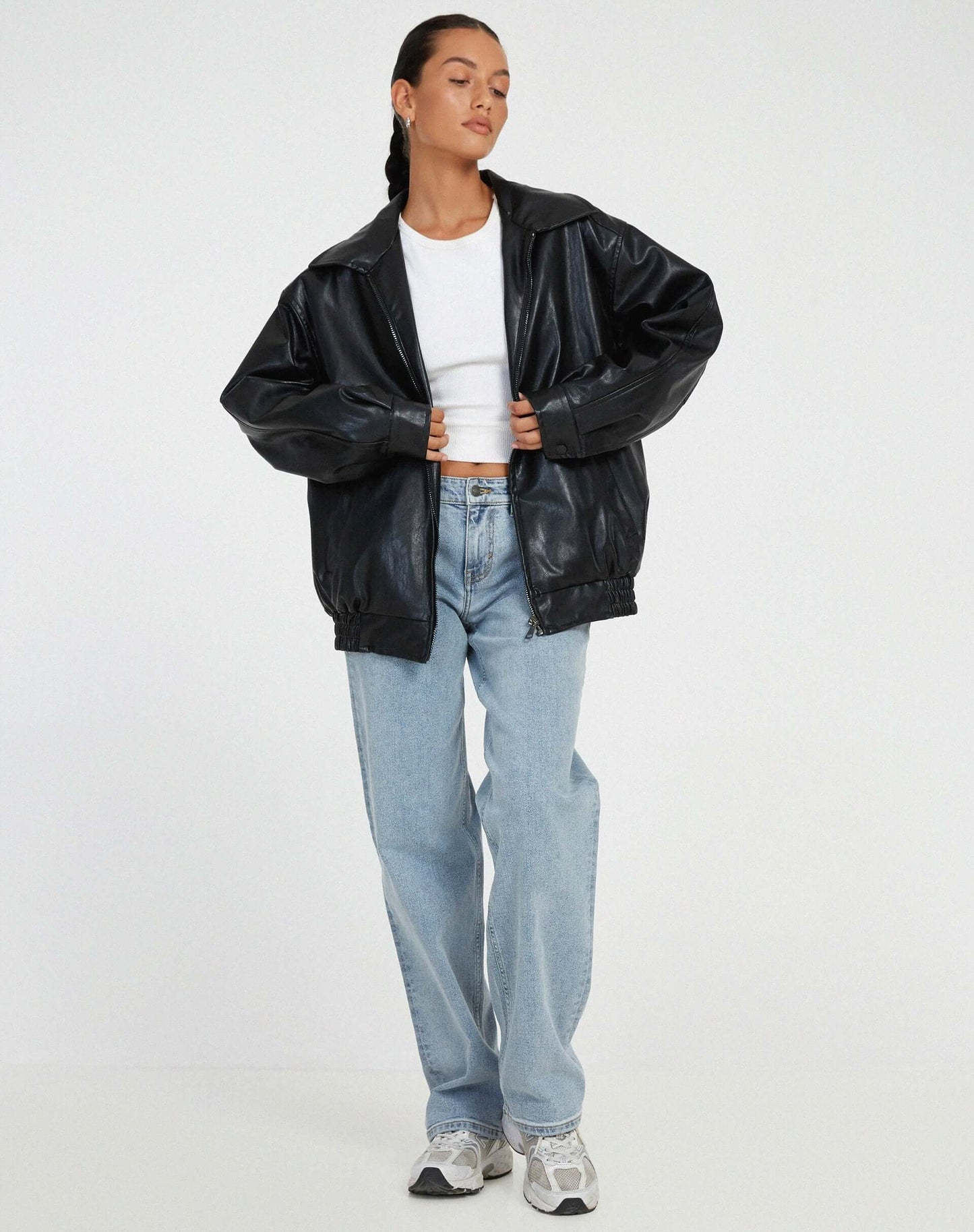 Street-wave Oversized Faux Leather Jacket for Women - Trendsetting Comfort and Chic Streetwear