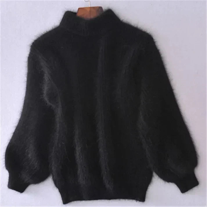 Street Wave Weinlese Angora Pullover For Women Ultra Soft Cozy Knit With Flowy Sleeves