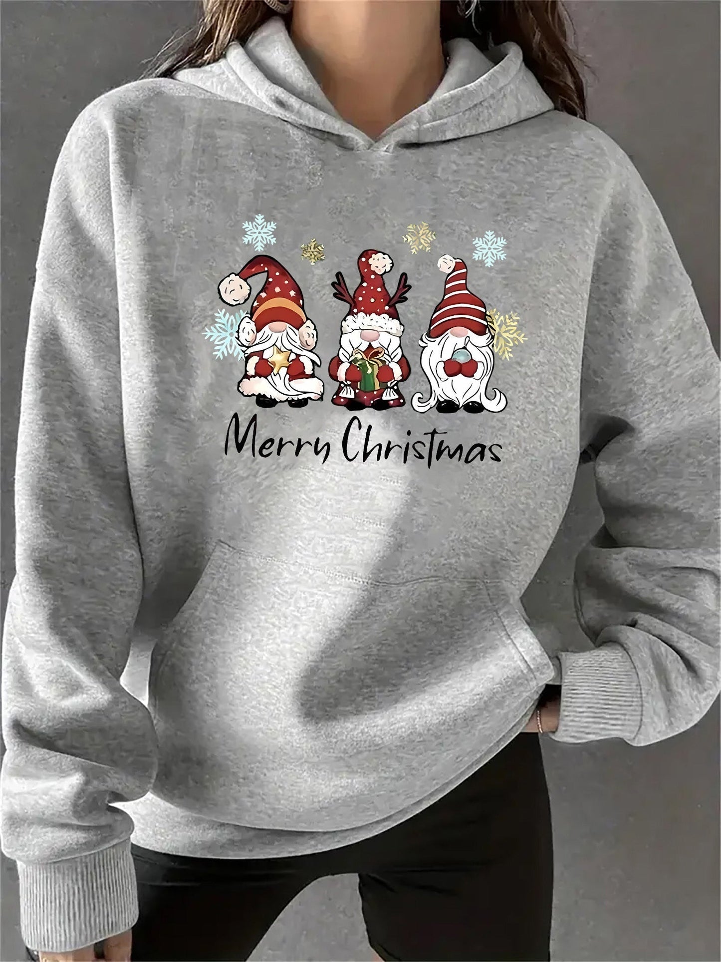 Street Wave Christmas Hoodie Cotton Santa Print Unisex Cozy Everyday Wear For Men And Women