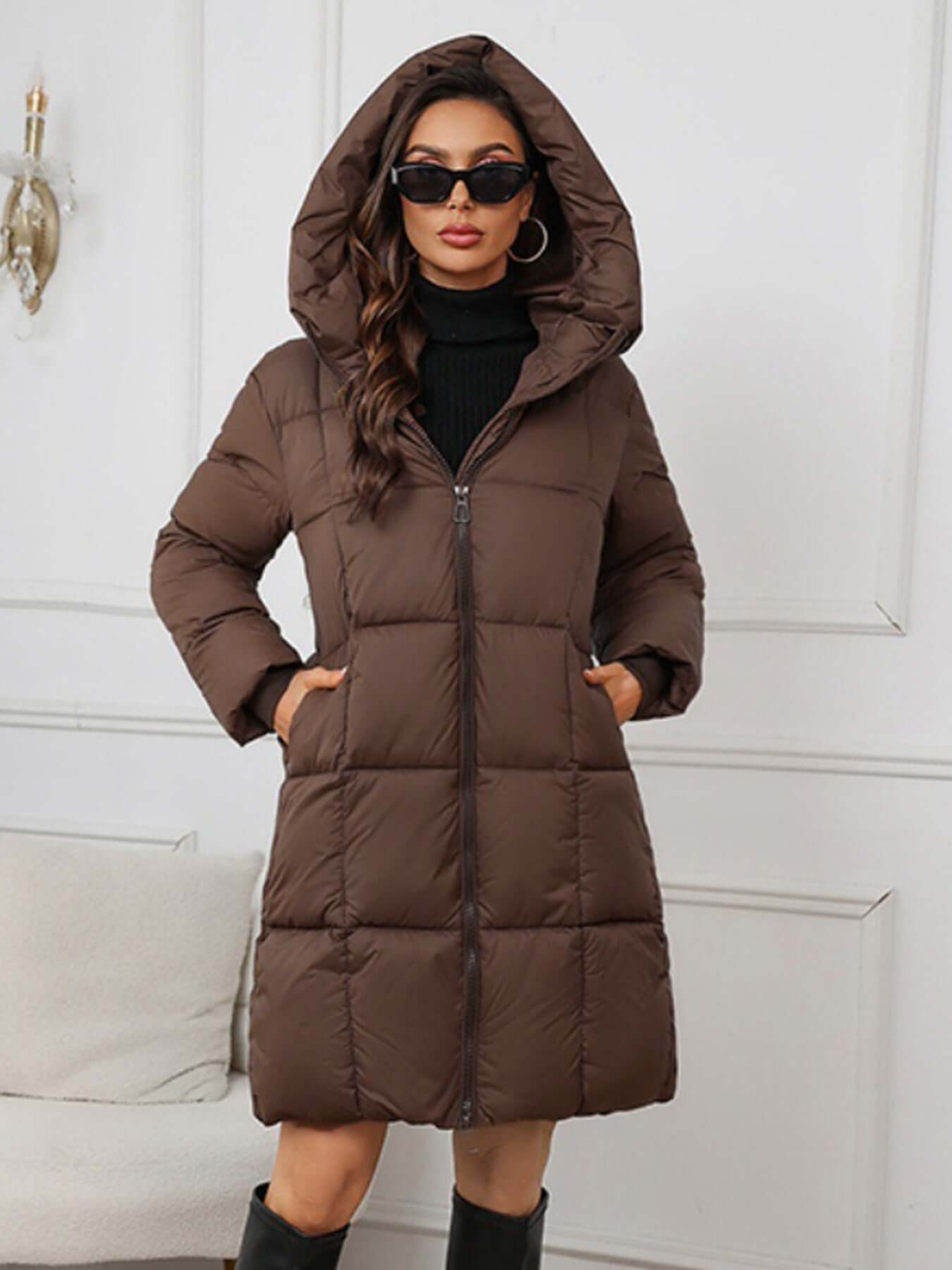 Streetwave Womens Long Hooded Winter Puffer Coat For Cold Weather Warm Cozy Fit All Day Comfort
