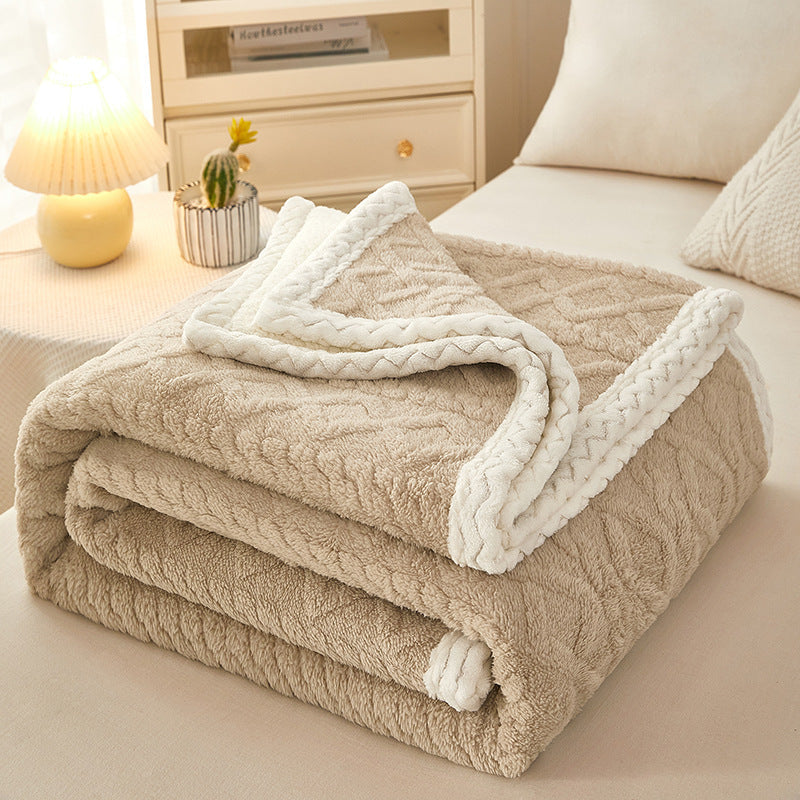 Sherpa Fleece Throw Blanket With Reversible Textured Design