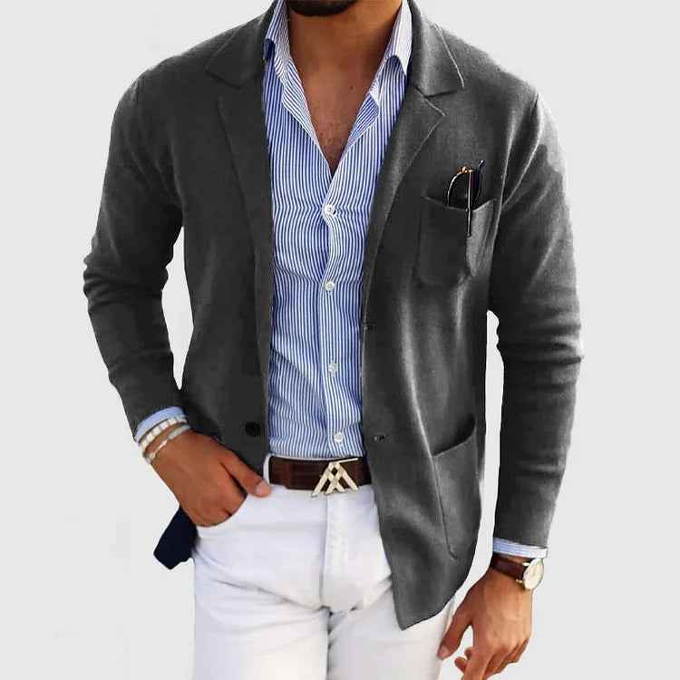 Street-Wave Men's Blazer Elegant Versatile Button Front Jacket For Smart Casual Professionals