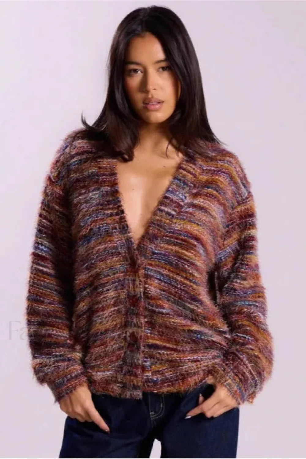 Street-Wave Vintage Striped V-Neck Cardigan Slim Fit With Soft Stretch For Women