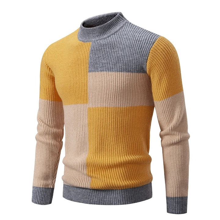 Street-Wave Men's Turtleneck Sweater Colorblock Knit Warm Cozy Winter Wear Ideal For Casual Smart Looks
