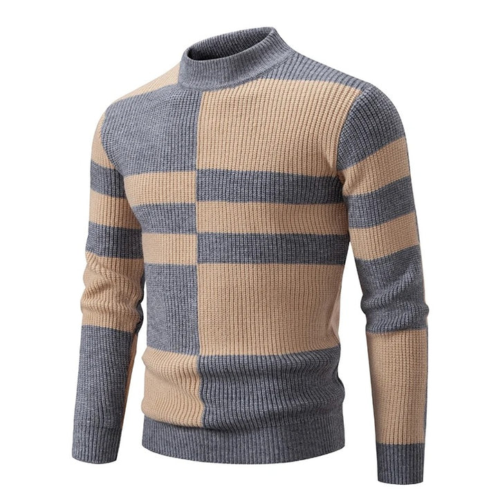 Street-Wave Men's Turtleneck Sweater Colorblock Knit Warm Cozy Winter Wear Ideal For Casual Smart Looks