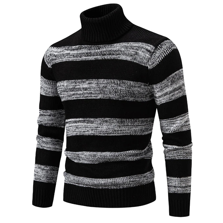 Street-Wave Men's Turtleneck Sweater Colorblock Knit Warm Cozy Winter Wear Ideal For Casual Smart Looks