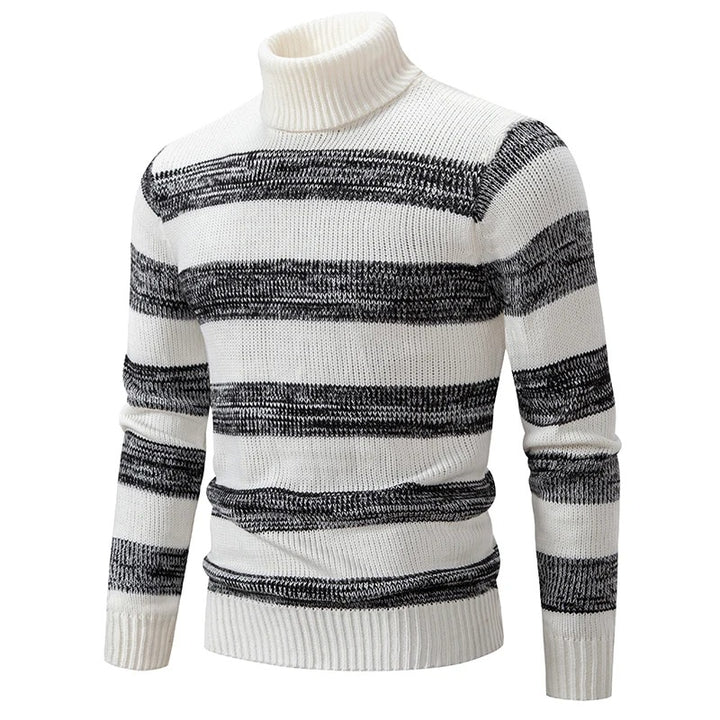 Street-Wave Men's Turtleneck Sweater Colorblock Knit Warm Cozy Winter Wear Ideal For Casual Smart Looks