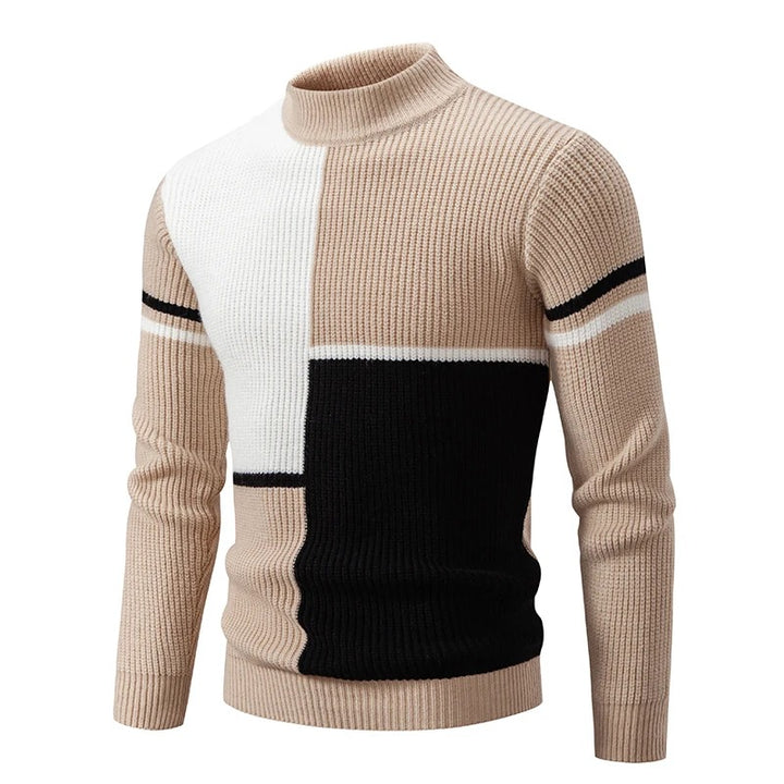 Street-Wave Men's Turtleneck Sweater Colorblock Knit Warm Cozy Winter Wear Ideal For Casual Smart Looks