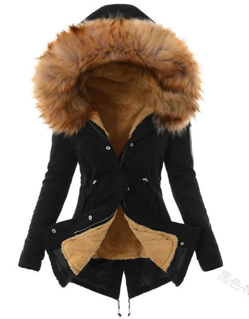 Street-wave Womens Fleece Lined Winter Parka With Faux Fur Trim Hood For Cold Weather