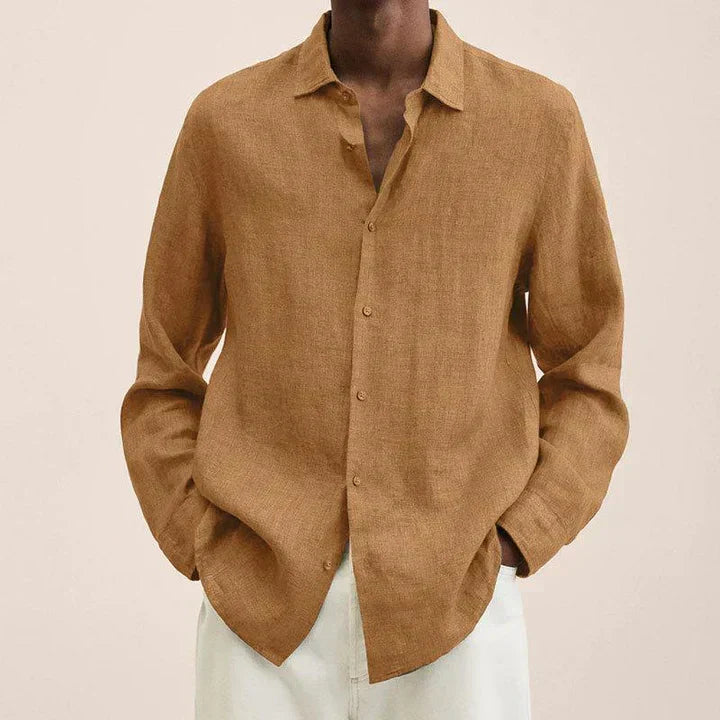 Street Wave Men's Lightweight Linen Shirt Breathable Essential Classic Fit
