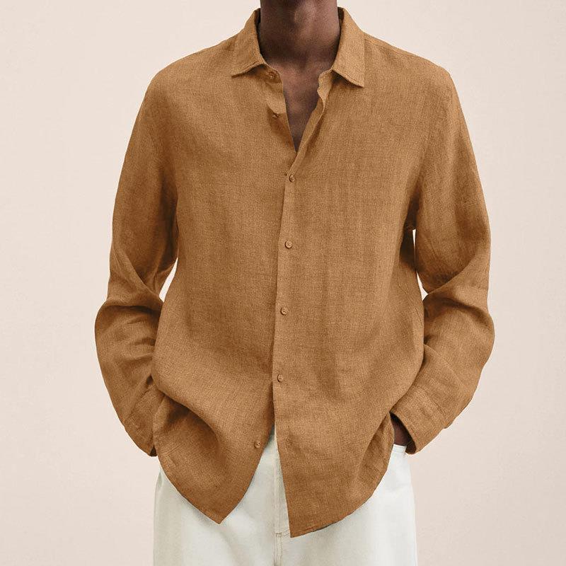 Guinevere Mens Linen Long Sleeve Shirt Breathable Lightweight Elegant Comfort For Warm Days