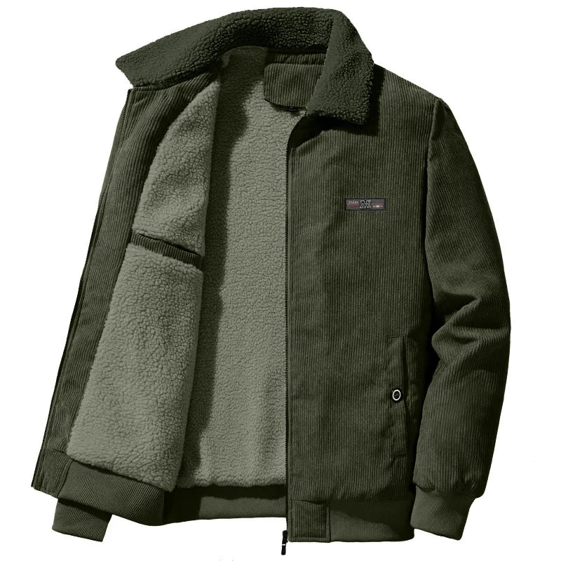 Streetwave Fleece Lined Ribbed Winter Jacket for Men with High Collar Cozy Warmth Outdoor Winter Essential