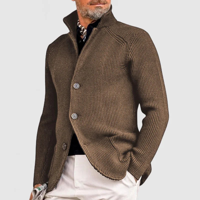 Street Wave Men's Navy Knit Cardigan With Button Closure