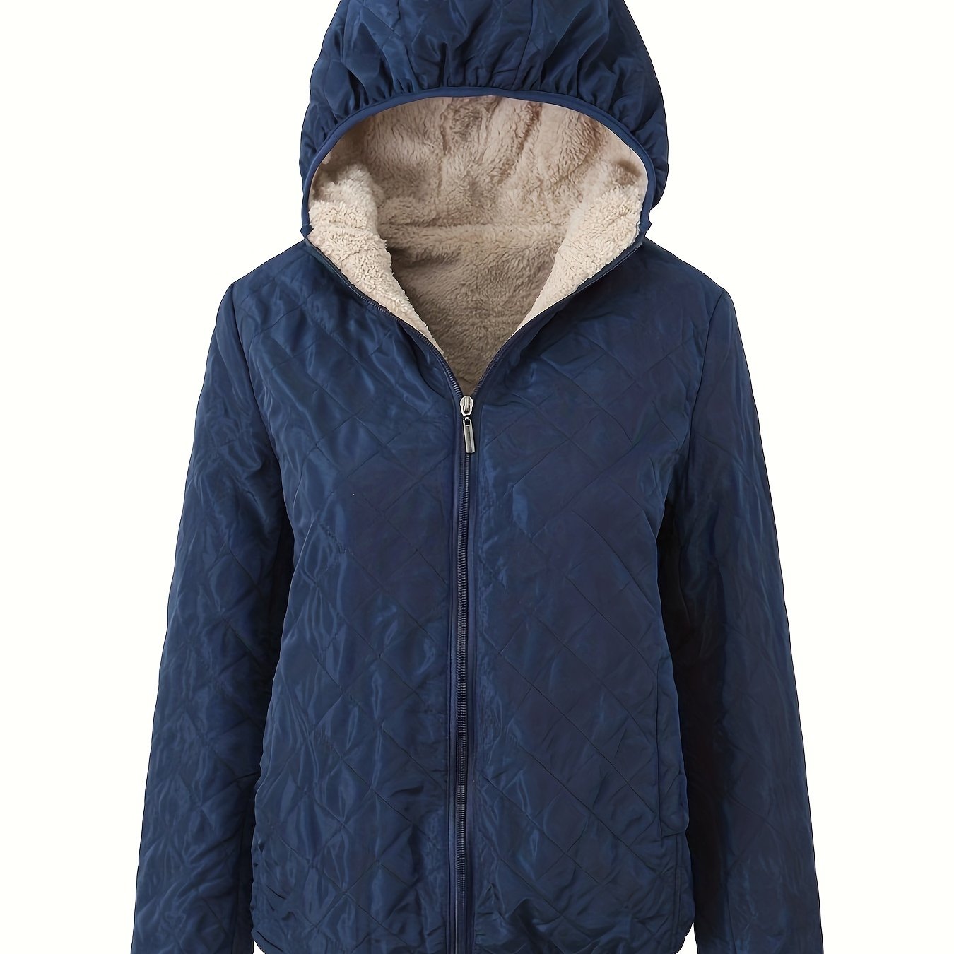 Street-wave Quilted Hooded Jacket for Women with Cozy Fleece Lining for Warmth and Everyday Chic