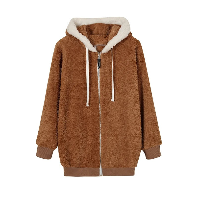 Street-Wave Anneliese Cozy Sherpa Hoodie For Women Warmth And Plush Comfort In Cold Weather