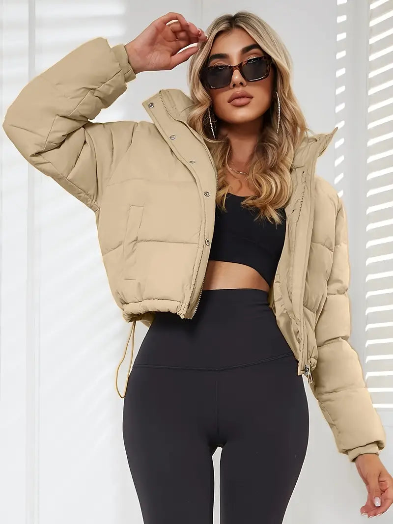 Streetwave Urban Escape Puffer Jacket For Women With Drawstring Lightweight Warmth And Quilted Style