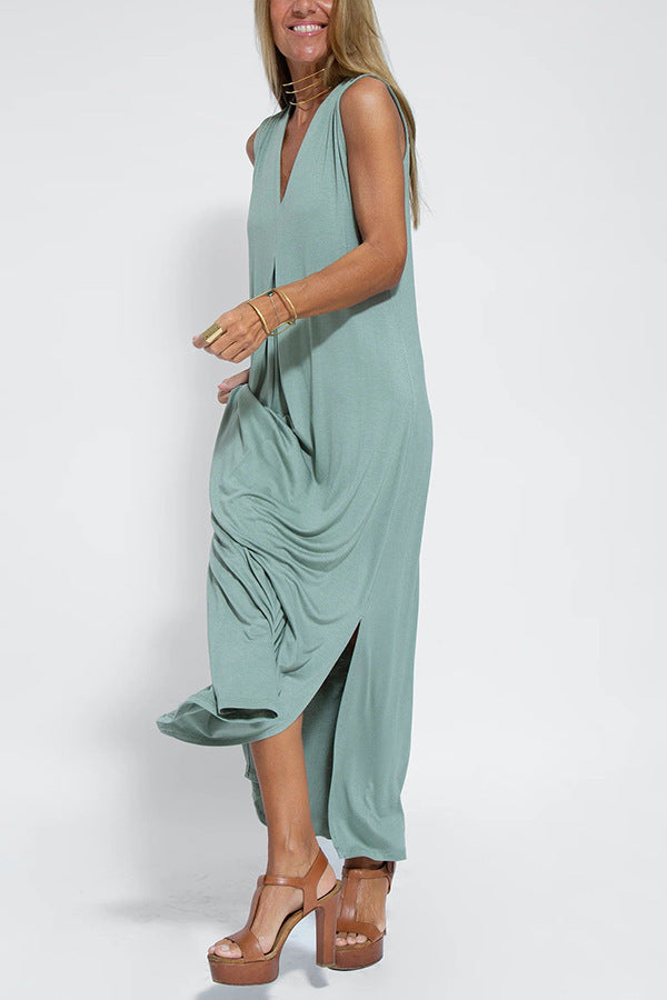 Street Wave Elise Sleeveless Maxi Dress With Flowing Cardigan For Women