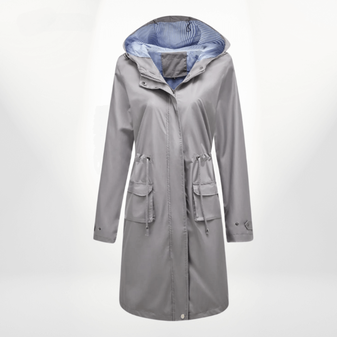 Street Wave Waterproof Knee Length Trench Coat For Women Lightweight Rain Shield
