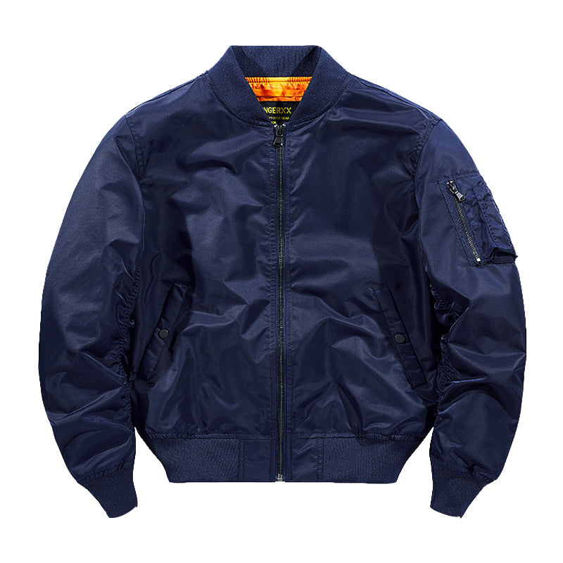 Street Wave Windproof Bomber Jacket Insulated Warm Urban Winter Coat For Men With Orange Lining