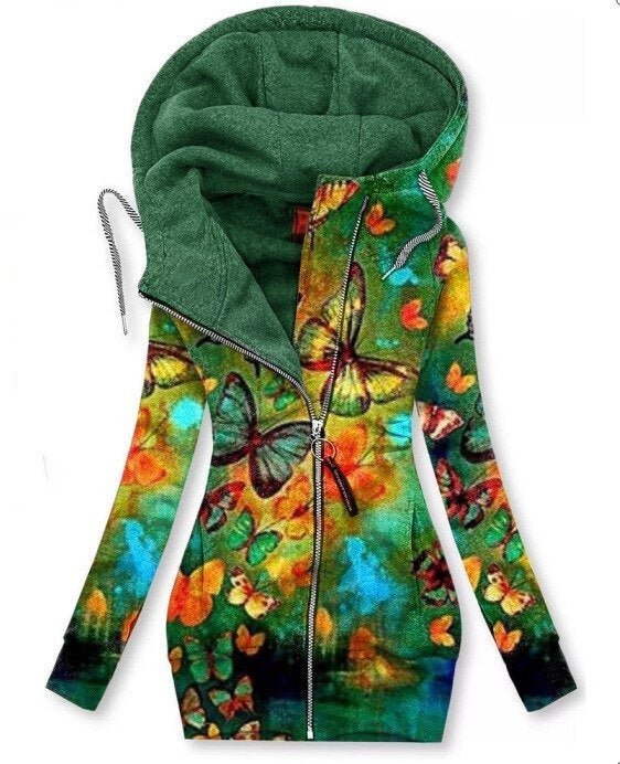 Street Wave Butterfly Print Hoodie For Women Cozy Soft Lined Interior All Day Comfort