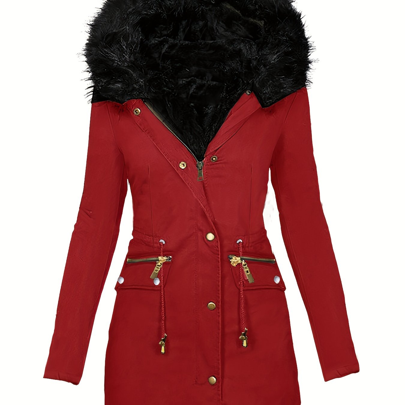 Street Wave Hooded Parka For Women With Handy Drawstring Pockets And Zipper Front For Everyday Outdoors