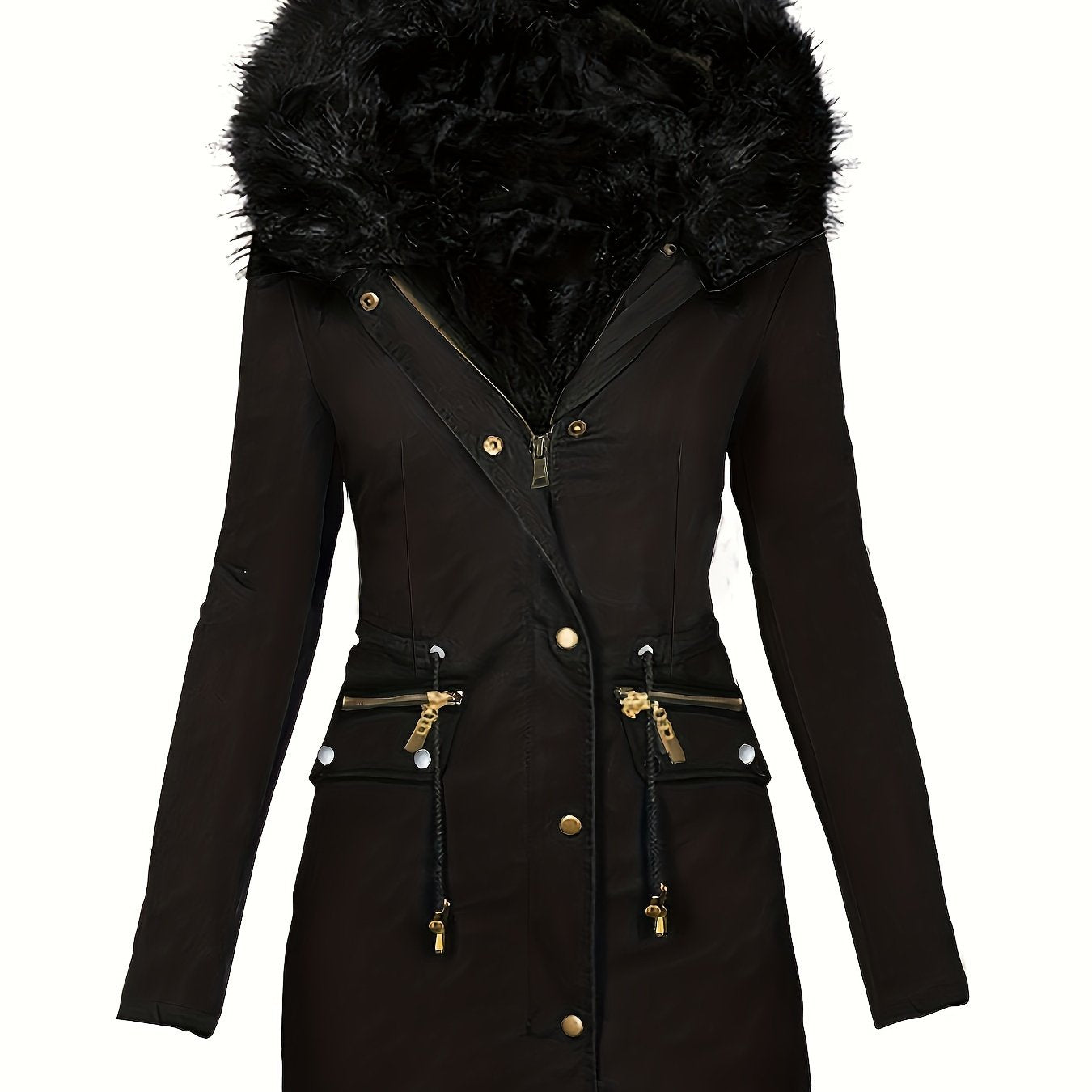 Street Wave Hooded Parka For Women With Handy Drawstring Pockets And Zipper Front For Everyday Outdoors