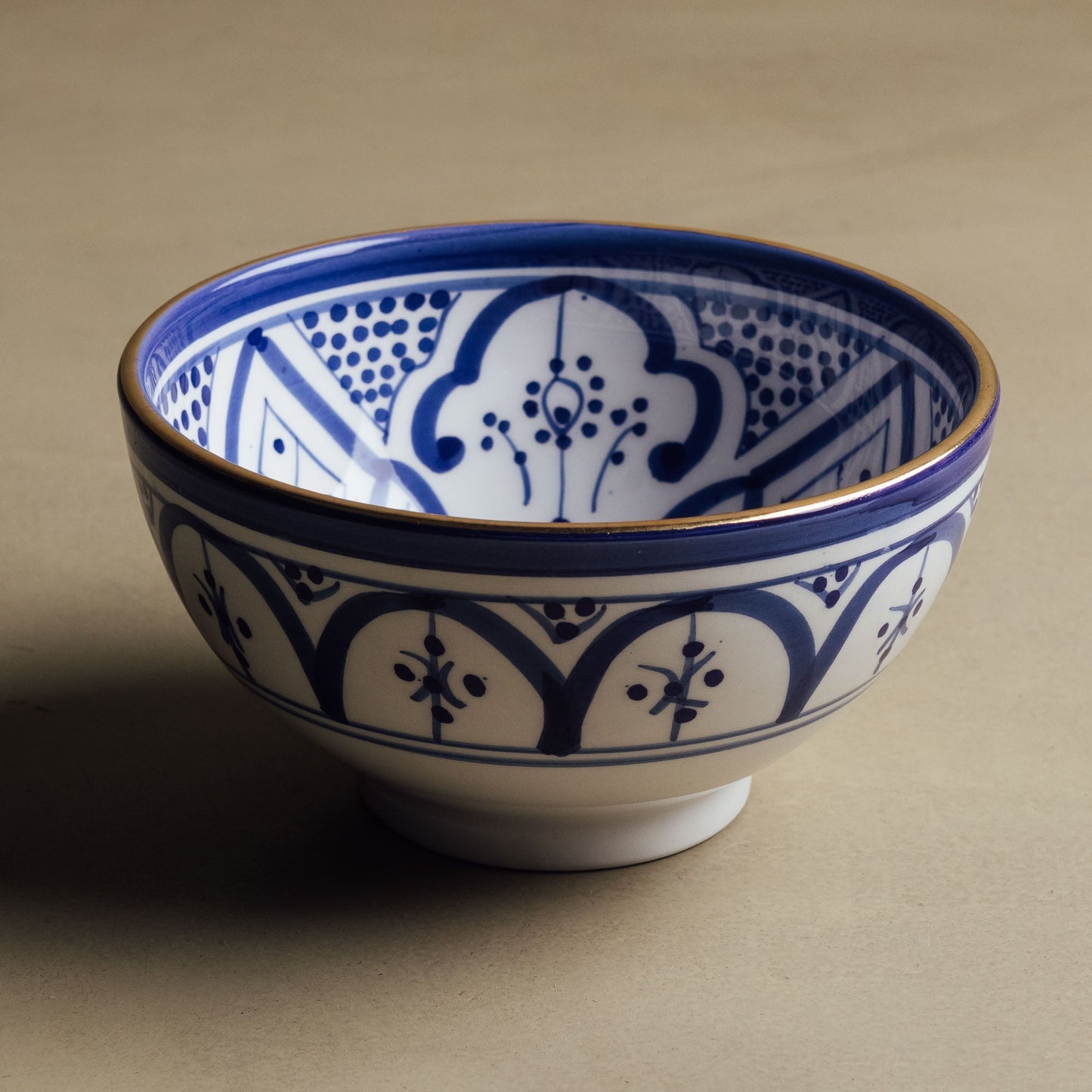Fez Blue Bowl - Moroccan Dinnerware Adorned with 12 Carat Gold Accents - Street-Wave