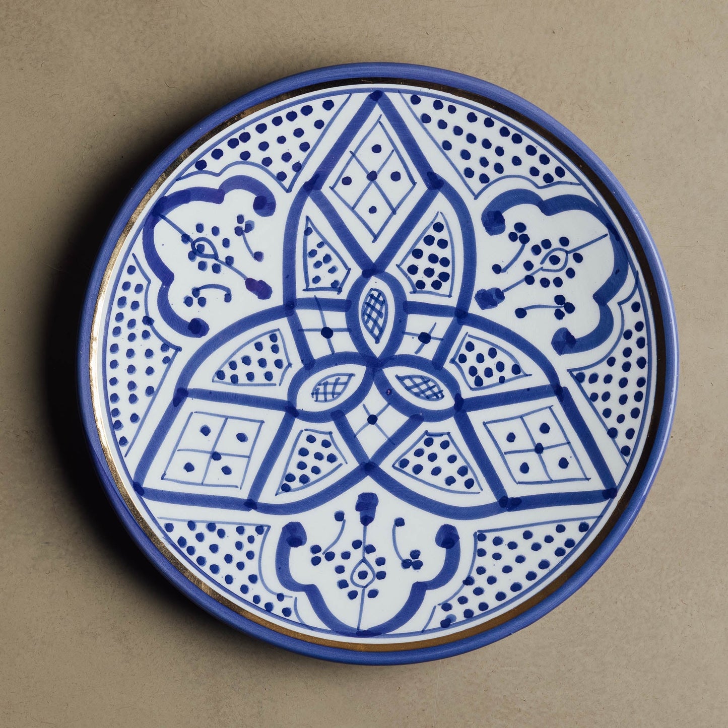 Fez Dinner Plate Blue By Street Wave Moroccan 12 Carat Gold Accents For Hosts
